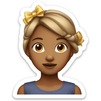 cute brown girl with straight hair and a bow on her head sticker