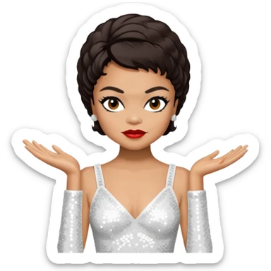 Eartha Kitt with dark brown hair, white sequin outfit sticker