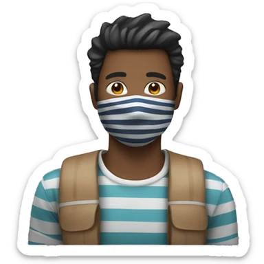 Guy with a mask and a striped shirt  sticker