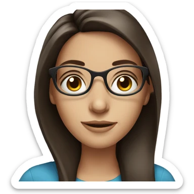 Brunette girl blue eyes smiling with glasses  sticker