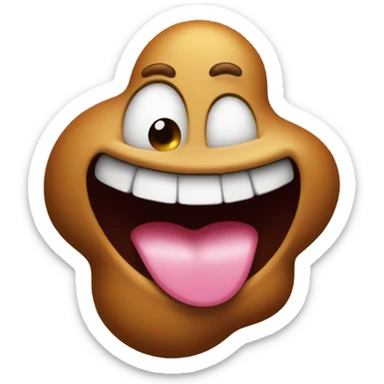 Poop emoji with tongue sticking out sticker