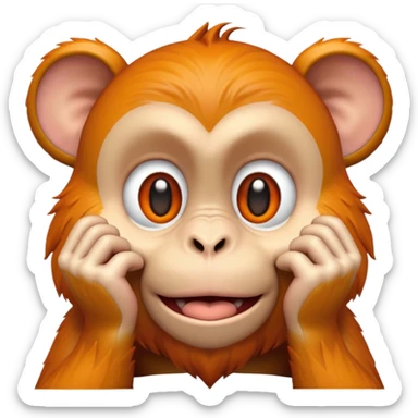 Ginger hear no evil monkey sticker
