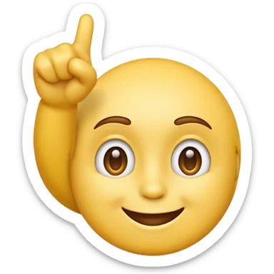 A normal smiling, not realistic looking, yellow emoji like the basic iPhone ones pointing to its head like it has a great idea sticker