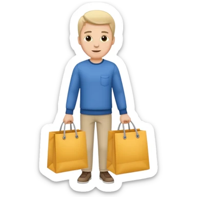 a white man with clothing shopping bag sticker