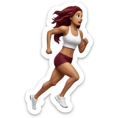 Beautiful tattooed  burgundy long haired woman jogging sticker