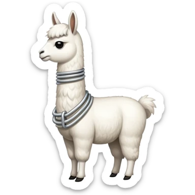 white llama with a long steel resilient coil around the neck sticker