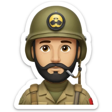 VERY TIRED, swarthy, Iraqi soldier in a casque, casque without insignia, with a beard sticker