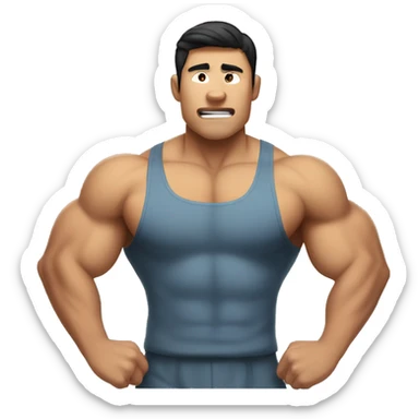 buff gym asian man full body making a 'rizz' face sticker