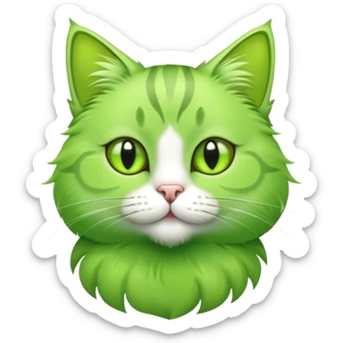 green cat with lime colored paws sticker