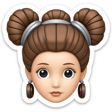 toy robot with Princess Leia's iconic hair buns sticker