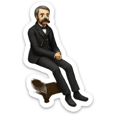 A sick man on a bed in 1870 sticker