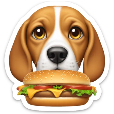 beagle dog eating a burger like a human sticker