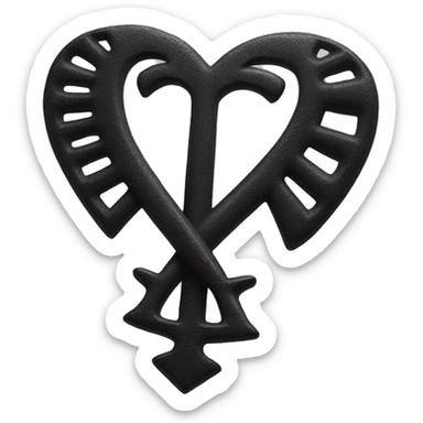 Black heart shape with ankh ￼ sticker