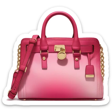 Hyper Realistic isolated raspberry color to light pink ombre Michael Kors satchel handbag purse.  sticker