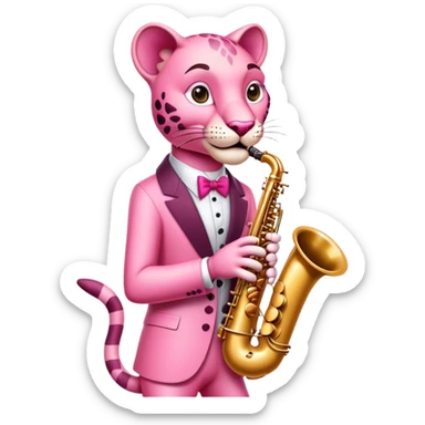 pink panther plays the saxophone sticker