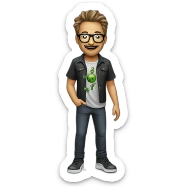 Biologist heavy metal shirt with glasses sticker