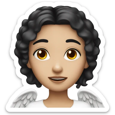 cute girl angel with black hair fair skin with devil horns sticker