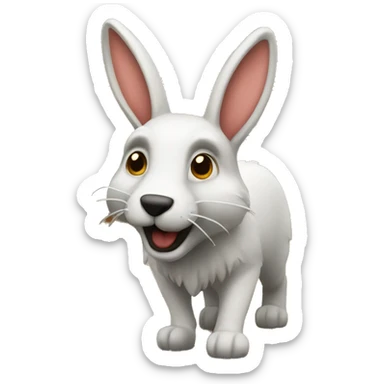 conejo escapando de un lobo sticker