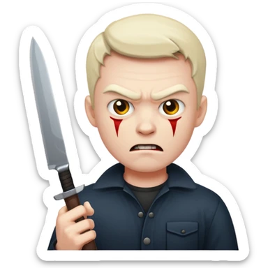Evil and angry man holding a knife sticker