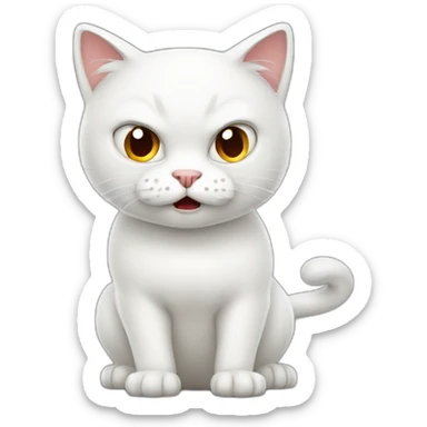 Angry white cat 2d animated sticker