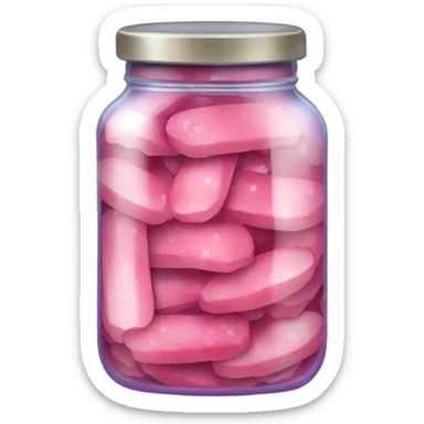 Jar of pink pickles with glitter  sticker