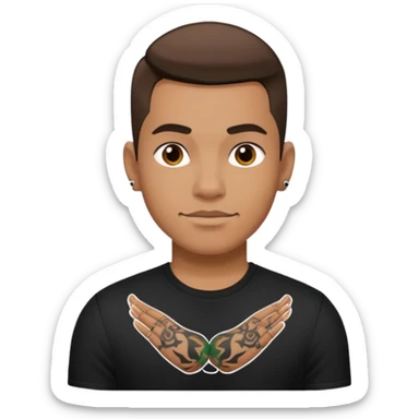 male with tattoo in black shirt sticker