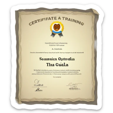 a certificate that says Gualda Training sticker