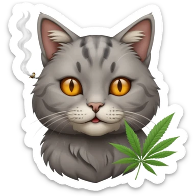 cat smoking marijuana sticker