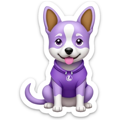 Dog wearing purple lululemon sticker