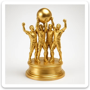 team celebrating with trophy sticker