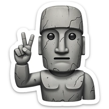 Moai making a peace sign sticker