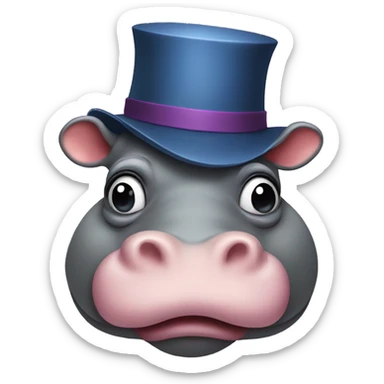 Hippo with a funny hat sticker