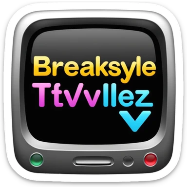 un gif texte qui défile  "BREAKSTYLEZ TV"  change de couleur sur fond noir sticker