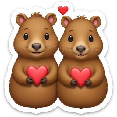 Capibaras amorosos con corazones sticker