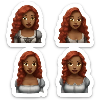 Three Musketeers black woman smooth long red hair big lips sticker