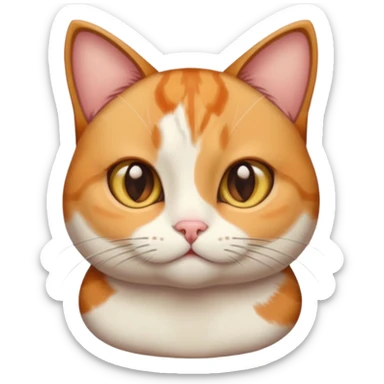 calico cat with cute slim face, small head, hazel eyes, and short but chubby body sticker