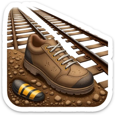 shoe mark near train tracks  sticker
