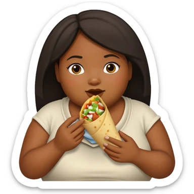 Fat black girl eating a burrito  sticker