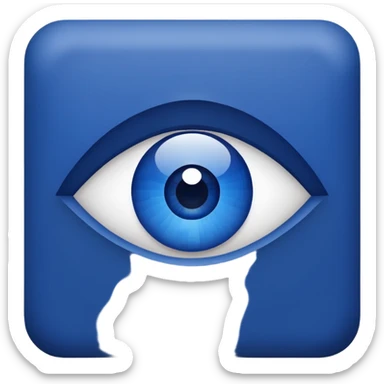 eye symbol, dark blue, minimal, pixel style sticker