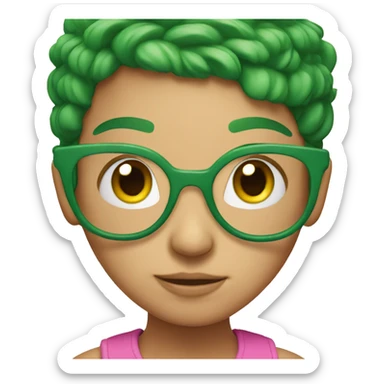 pink skin with four eyes and green hair sticker