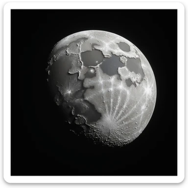 planet Mercury, round, rocky gray ball, covered in pitted marks and rough patches, realistic, close-up, showing crater details, black background sticker