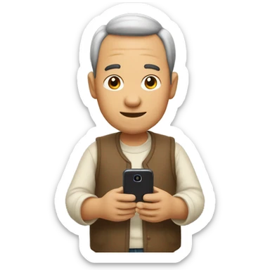 villager using a smart phone sticker