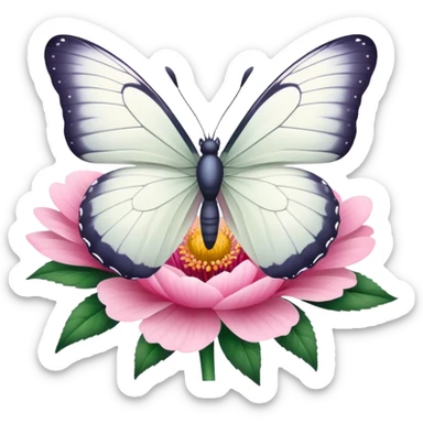 white butterfly on a pink flower sticker