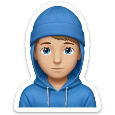 handsome and young teen pinterest boy good at fashion. popular among 'that brat girl', wearing hoodieand beanie with blue eye   sticker