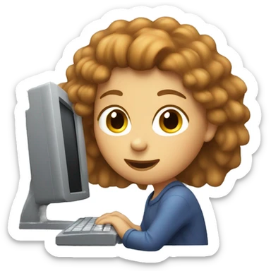 hazelnut-haired girl on a computer sticker