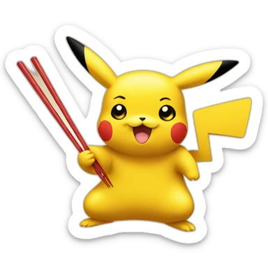 Pikachu with chopsticks  sticker