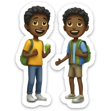 two boys enjoying outdoors sticker