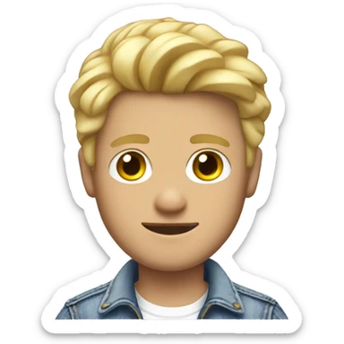Cute blonde man in Jean jacket and white t shirt sticker