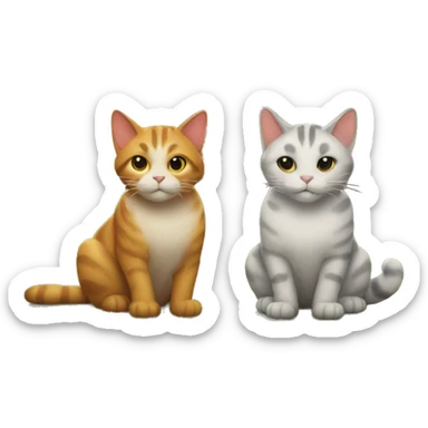 two giant cats next to a little house sticker