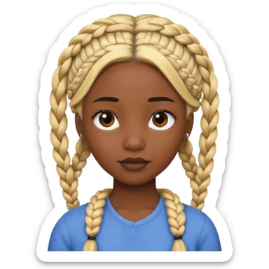 Emoji of girl black with braids blonde sticker